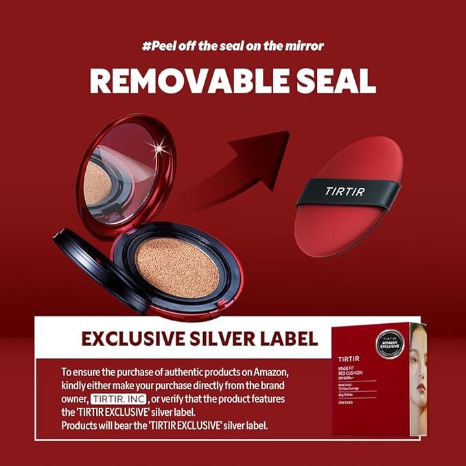 [*Mini Size*] TIRTIR Mask Fit Red Cushion Foundation | Full coverage, Weightless, Skin fit, Satin Glow Finish, Korean Makeup, beauty, Tattoo cover up, Buildable (#33W Ginger, 0.15 Fl Oz)