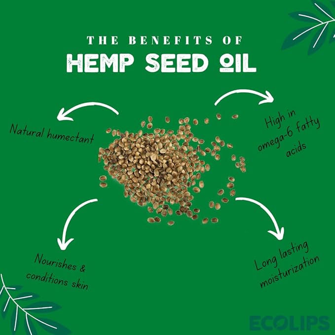 Eco Lips Organic Hemp Lip Balm with Beeswax, Coconut Oil, Vitamin E to Soothe Chapped Lips. 100% Plastic-Free Plant Pod Packaging (Vanilla, 6-Pack)