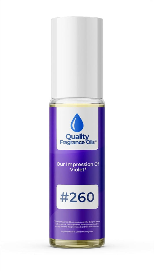 Quality Fragrance Oils' Violet for Women Impression #260 | Long-Lasting Perfume Oil, Alcohol-Free, Strong Scent, 10ml Roll-On | Affordable Alternative to Designer Fragrances