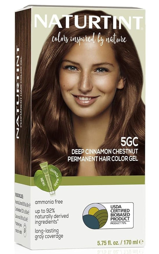 Naturtint 5GC Deep Cinnamon Chestnut Permanent Hair Color (Pack of 1), Ammonia Free, Vegan, Cruelty Free, up to 100% Gray Coverage, Long Lasting Results (Packaging may vary)