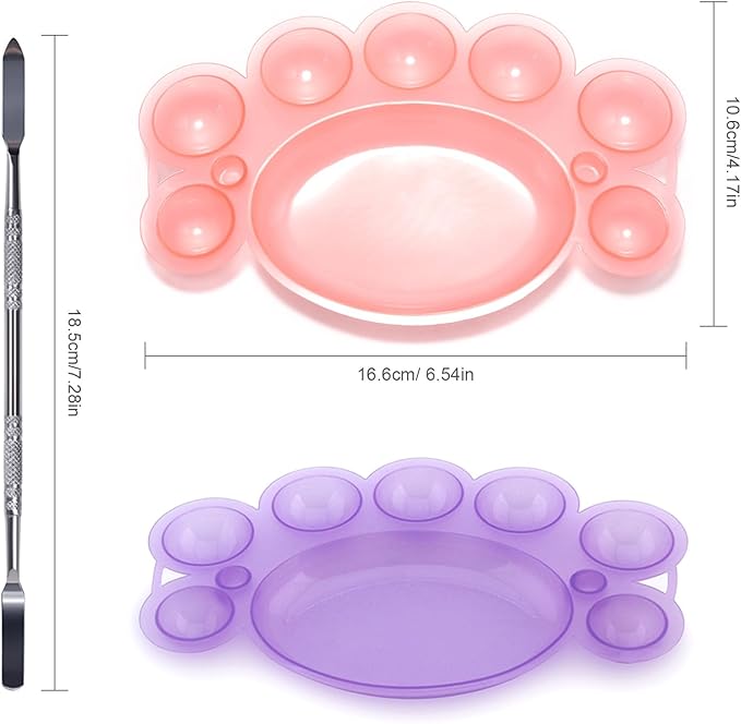 5Pcs ABS Makep Palette Nail Painting Palette with Stainless Steel Stirring Rod Nail Tool Set, Nail Art Polish Painting Mixed Color Palette