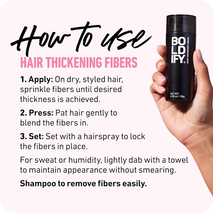 BOLDIFY Hair Fibers (12.5g) - Fill In Thinning and Fine Hair for an Instantly Fuller, Thicker Look - 14 Shades for Women & Men - Light Brown