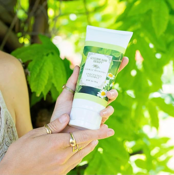 Camille Beckman Essentials Gift Basket, Vitamin E Unscented, Glycerine Hand Therapy 6 oz, Silky Body Cream 13 oz, Hand and Shower Cleansing Gel 13 oz, Glycerine Soap 3.5 oz