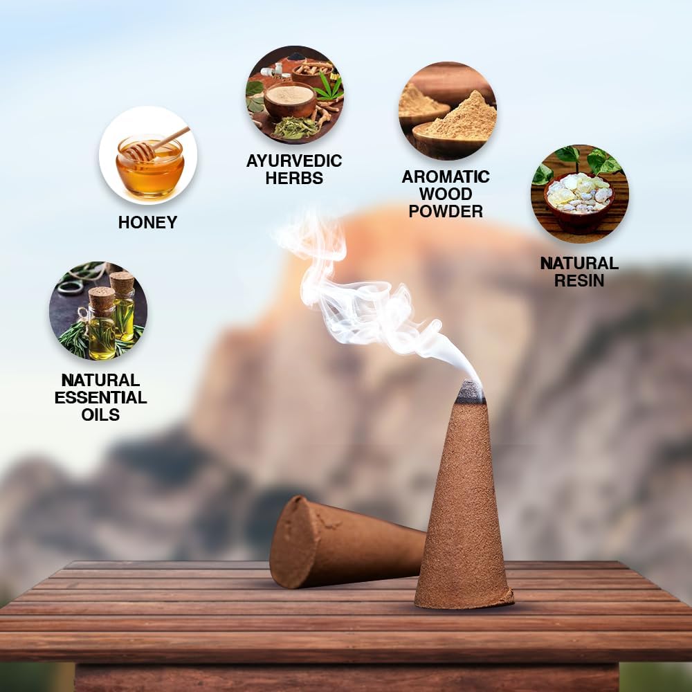 ARO VATIKA Vedic White Sage Natural Masala 120 Incense Cones in Pack of 12 Boxes| Best for Prayer, Reiki, Meditation and Relaxation | Burn Time- 25 mins