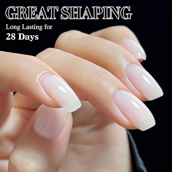 Double Rhythm Milky White Rubber Gel Nail Polish 15ml Nail Strengthener in a Bottle Nail Extension Hard Gel Soak Off Long Lasting UV Gel (Jelly White 8 in 1-2)