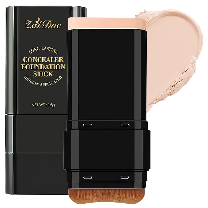 Long-Lasting Concealer Foundation Stick, Creamy Full Coverage, Hydrating Olive & Camellia Formula for Dark Circles & Blemishes, 2.09 oz (02#)