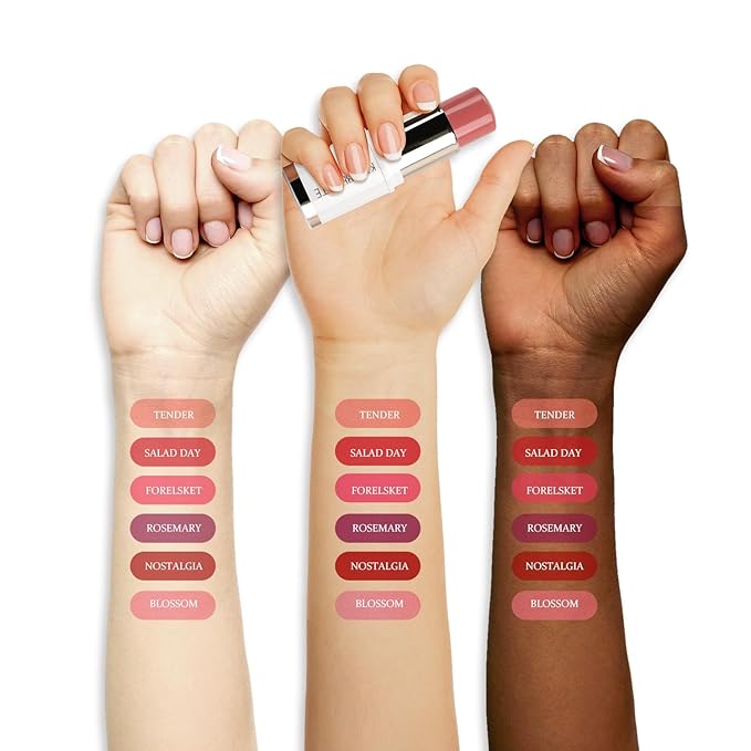 Blush Stick, Cream Blush for Cheeks and Lip Tint, Dewy Finish, Buildable & Blendable Color, Lightweight & Long-Lasting Formula | Forelsket-Cool Pink & Angled Blush Brush（0.53fl.oz）