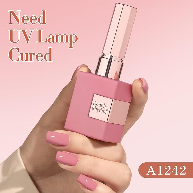 Double Rhythm 6 Pcs 15 ML Gel Polish Set Same Color Same Bottle Soak Off Gel Polish Kit Nail Art Manicure Salon DIY at Home for Women (Light Beige Nude Pink Neutral Rose-T6-4)