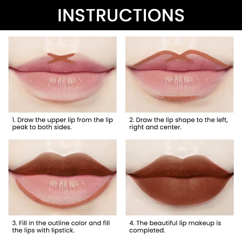 Kaely 2-in-1 Dark Deep Brown Matte Lip Liner & Lipstick Combo Set Kit for Women, Magic Neutral Lipstick 24 Hours Original Lips Liner Pencil Stain Gloss Makeup Long Lasting Waterproof 39