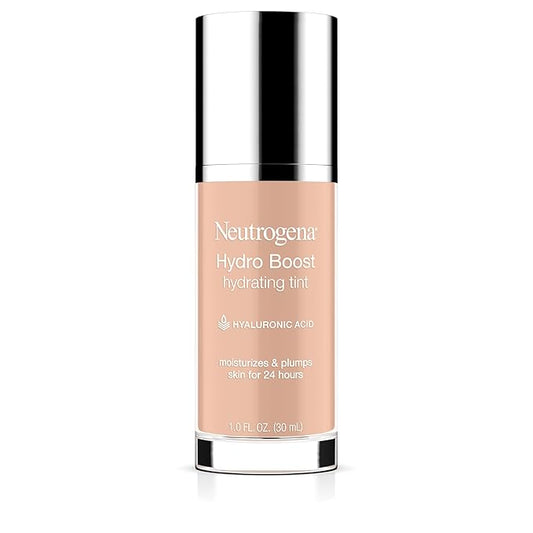 Neutrogena Hydro Boost Hydrating Tint Foundation Makeup for Dry Skin, with Hyaluronic Acid, Lightweight Oil-Free Water Gel, Non-Comedogenic, 20 Natural Ivory, 1.0 fl. oz