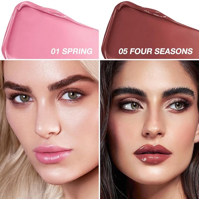 2Pcs Tinted Lip Balm Moisturizing Lipstick – Deep Rose Colored Bean paste & Soft Pale Pink Sheer Hydrating Lip Color for Dry Lips – Nourishing Lip Balm for All Women with a Subtle Natural Scent