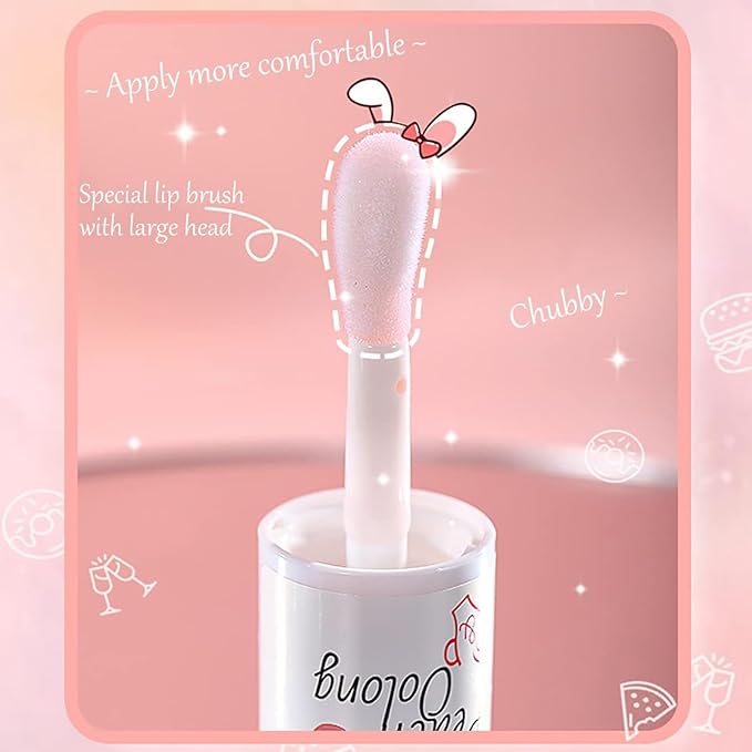 2Pcs Crystal Jelly Lip Oil Big Brush Head Moisturizing Lip Gloss Hydrating Tinted Lip Balm, Long Lasting & Nourishing Lip Glow Oil, Non-sticky Fresh Texture