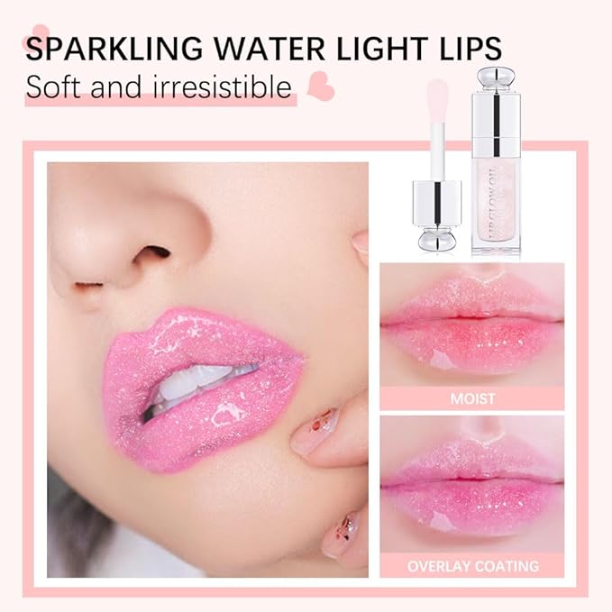 Moisturizing Lip Oil,No-Sticky Gloss Balm Care,Fruit Flavoured Oil for Dry Lip's Hydrating and Nourishing (008#Sakura) 0.2 OZ