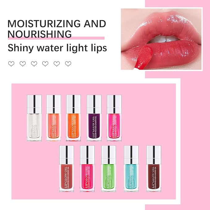 Hydrating Lip Glow Oil Moisturizing Plumping Lip Tint Lip Gloss Transparent Lip Balm Long Lasting Nourishing Repairing Lightening Lip Lines (020# MAHOGANY)