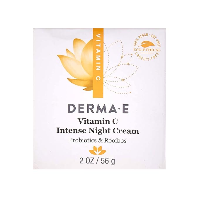 DERMA-E Vitamin C Intense Night Cream – Brightening and Hydrating Facial Skin Renewing Cream – Anti-Aging Overnight Facial Moisturizer, 2 oz