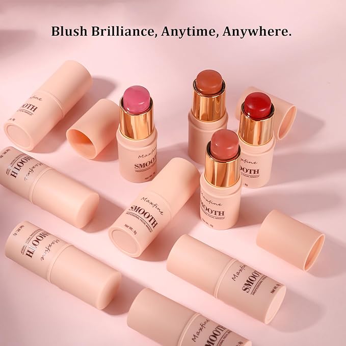 Blush for Cheeks - Buildable Cream Blush, 3-in-1 Blush Stick Makeup for Cheek Lip Eyeshadow Contour, Tint Blush Blam for Mature Skin Women Girl Make Up Gift (Tangy Citrus #5)