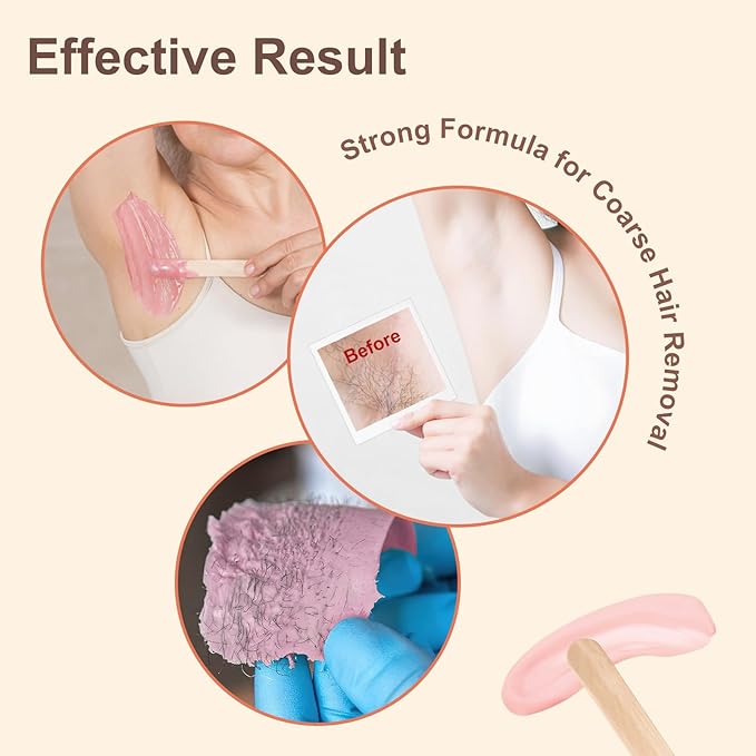 Hard Wax Beads for Hair Removal, Yovanpur 10.5oz Wax Beans for Sensitive Skin and Brazilian Waxing with 10pcs Wax Sticks (Cherry-Blossom)