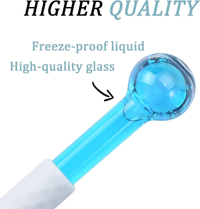 ICE GLOBES SMALL BALLS for Eyes, 2 PCS Blue Facial Globes for Massage Tool, Facial Roller Cold Skin Massagers, Tighten Skin, Reduce Puffiness and Dark Circles, Enhance Circulation