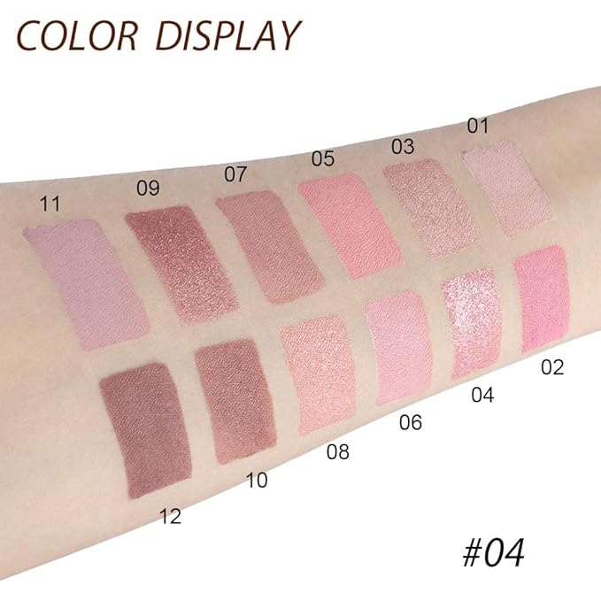 12 Colors Nude Brown Pink Matte Shimmer Eyeshadow Palette for Eye Makeup,High Pigmented Tan Purple Eye Shadow Primers Powder Palet de sombras de ojos