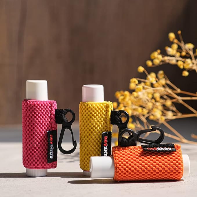 5PCS Lip Balm Holder Lipstick Sleeves Keychain Lip Gloss Holder Keychain Chapstick Elastic Sleeves(Black x5)