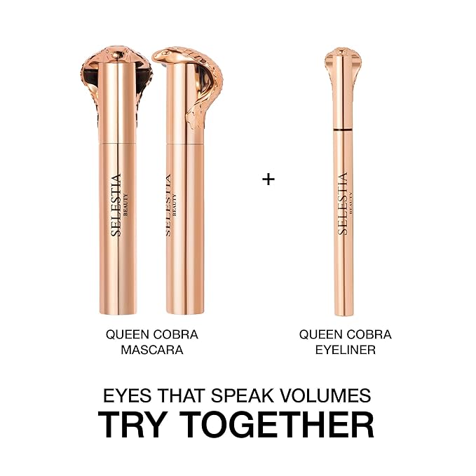 Black Mascara Queen Cobra – Volumizing, Curling, Lengthening – Soft Brush for Smooth Application – Long-Lasting & Weather-Proof – 0.34 fl.oz. - Made in Italy