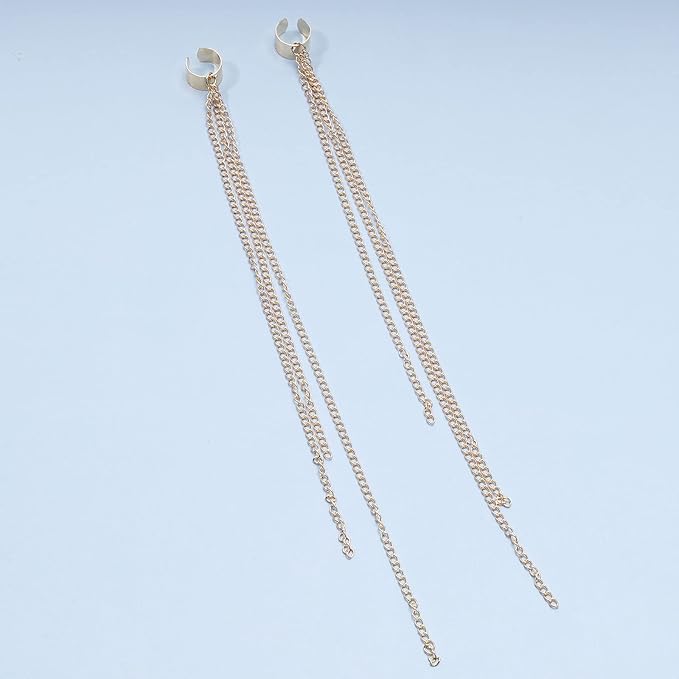 Boho Chain Tassel Earrings Gold Long Drop Dangle Earrings Dangle Chain Earrings Vintage Long Earrings Punk Earrings Jewelry for Women and Girls