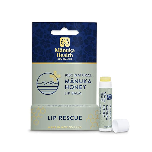 Manuka Health Lip Rescue - 0.16 oz Lip Balm for Dry Cracked Lips - 100% Natural Lip Balm with MGO 250+ Manuka Honey and Beeswax Provides Potent Lip Care