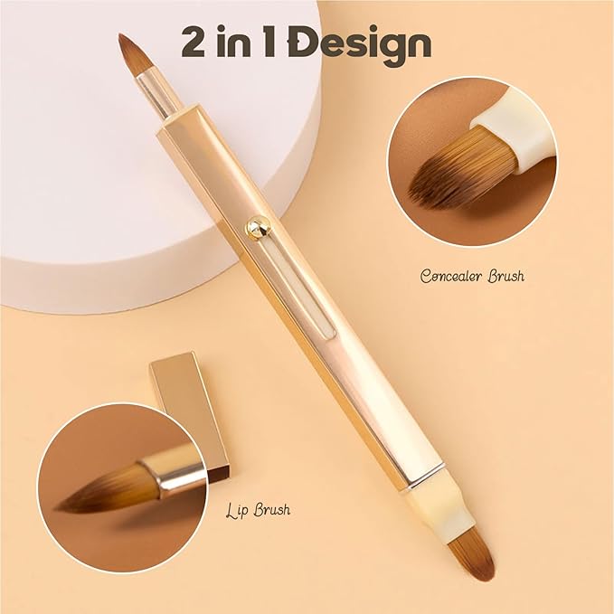 Lip Applicator Brush - 3 Pack Exquisite Professional Dustproof Retractable Lip Brush - Makeup Lipstick Lip Gloss Applicators (Pink Red Gold)