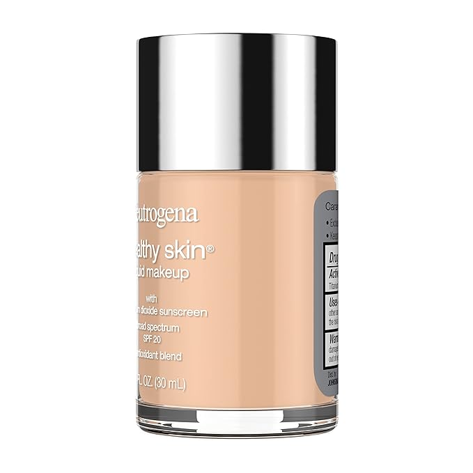 Neutrogena Healthy Skin Liquid Makeup Foundation, Broad Spectrum SPF 20 Sunscreen, Lightweight & Flawless Coverage Foundation with Antioxidant Vitamin E & Feverfew, 105 Caramel, 1 fl. oz