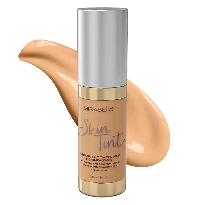Mirabella Skin Tint Creme Liquid Foundation Makeup, Oil-Free Mineral Foundation for Medium Coverage - w/Hyaluronic Acid, Squalane, & Allantoin for All Skin Types - IIIN Neutral