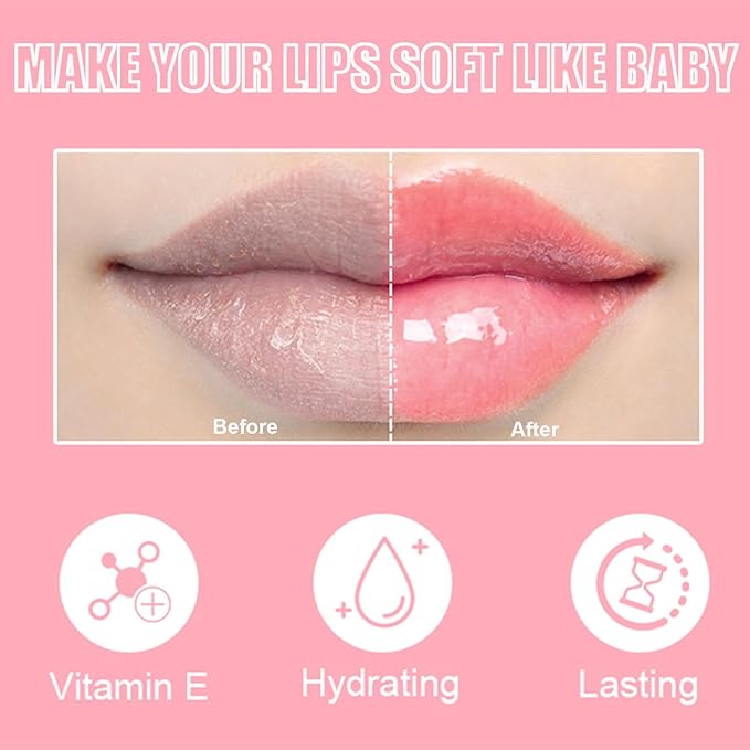 2Pcs Crystal Jelly Lip Oil Big Brush Head Moisturizing Lip Gloss Hydrating Tinted Lip Balm, Long Lasting & Nourishing Lip Glow Oil, Non-sticky Fresh Texture
