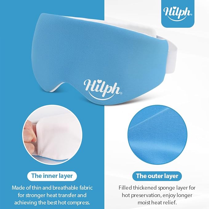 Hilph Microwave Warm Eye Mask for Dry Eyes, Heated Eye Mask Moist Heat Warm Eye Compress for Blepharitis, Styes, Tired Itchy Eyes, Eye Strain, Fatigue Eye Treatment (Blue)