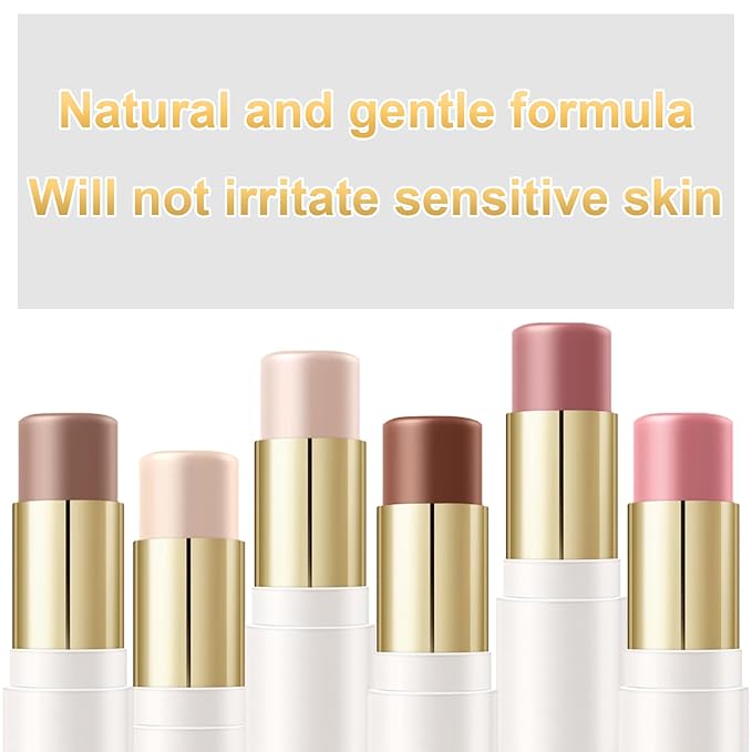 6 Colors Cream Contour Stick Makeup Contour Kit,Double-ended Cream Bronzer Stick for Sculpt, Highlighter Stick,Cream Blush Stick,Lightweight Contour Makeup Kit, Matte & Dewy Finish (SET A)