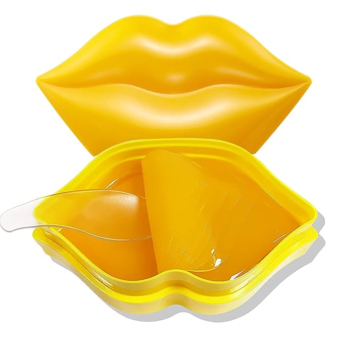 20Pcs Moisturizing Lip Mask, Restores Moisture Lip Care Mask for Dry Lips and Lip Lines Lips Overnight Lip Care, Gel Treatment Lip Masks Plumping Lips Mask (Yellow)