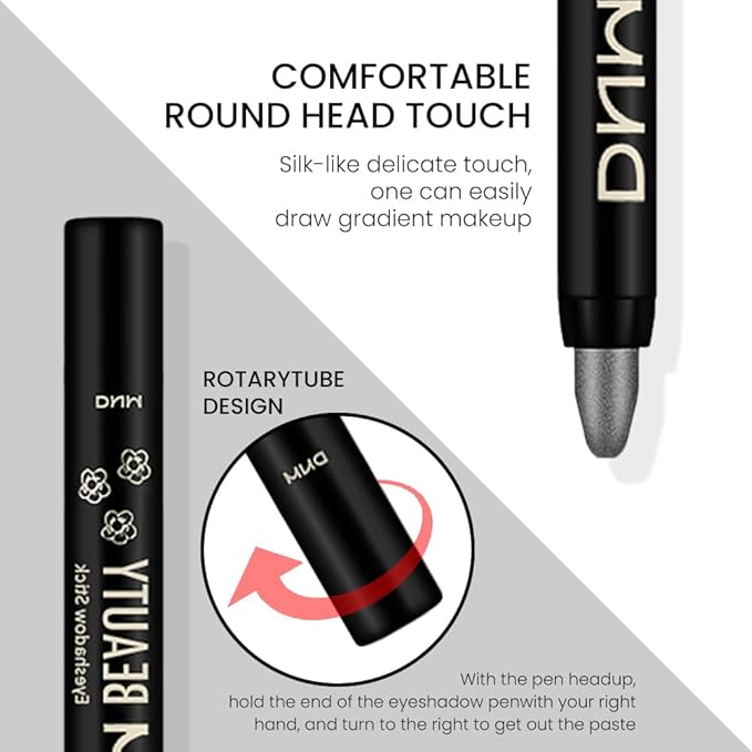 Kaely 4Pcs Metallic Shimmer Eye Shadow Sticks Set, Pearl White Pearl Black Vioiet Purple Royal Blue, Eyeliner Pencil Eyeshadow Palette Halloween Makeup, Eye Highlighter Brightener Stick for Women