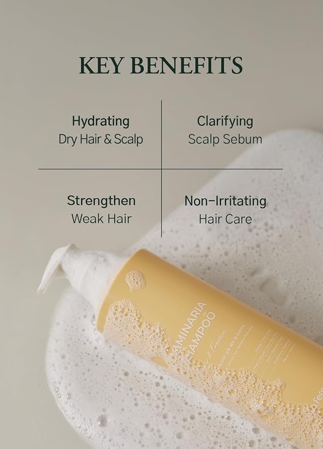 laferme Laminaria Shampoo with Organic Ingredient, Korean Clarifying Shampoo, Hydrating for Dry Hair, Strengthening for Weak Hair, Sulfate & Paraben free, For Women & Men (16.9 FL. OZ., White Musk)