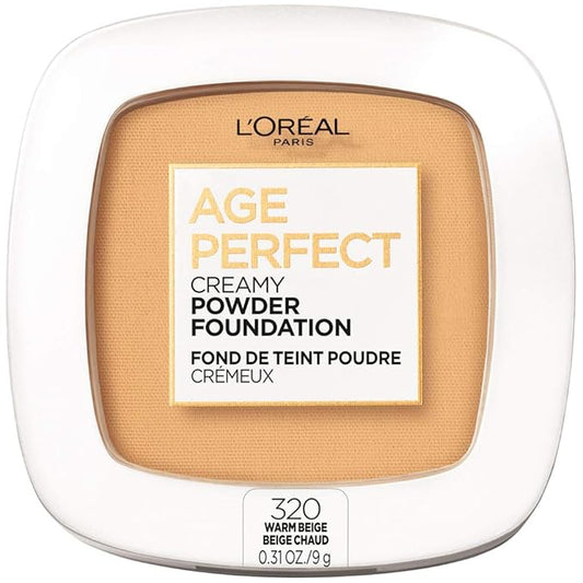 L'Oreal Paris Age Perfect Creamy Powder Foundation Compact, 320 Warm Beige, 0.31 Ounce
