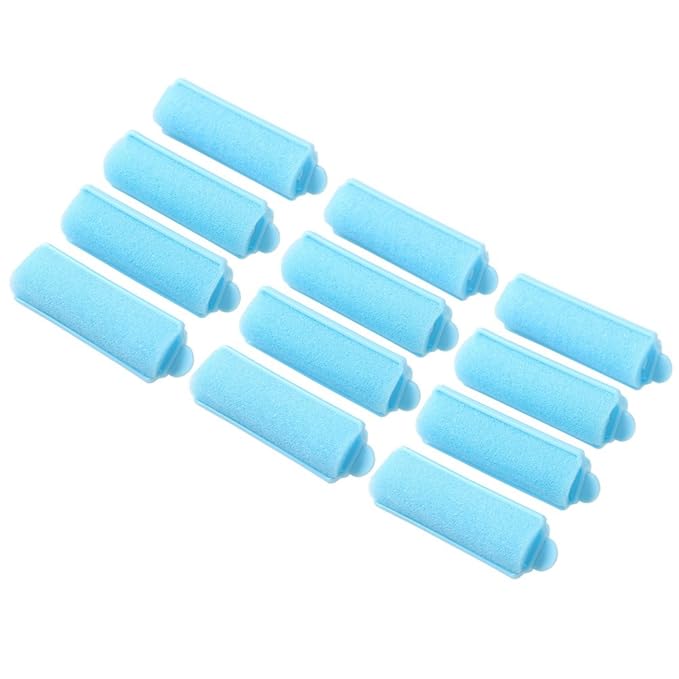 12Pcs Foam Sponge Hair Rollers, Blue Hair Curlers Bouncy Curls Style Tools Accessories