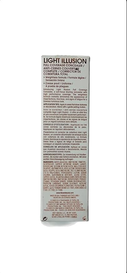 FLOWER BEAUTY By Drew Barrymore Light Illusion Full Coverage Concealer - Diffuse Dark Under Eye Circles + Blurs Blemishes - Weightless Formula + Crease Proof Makeup (Almond)