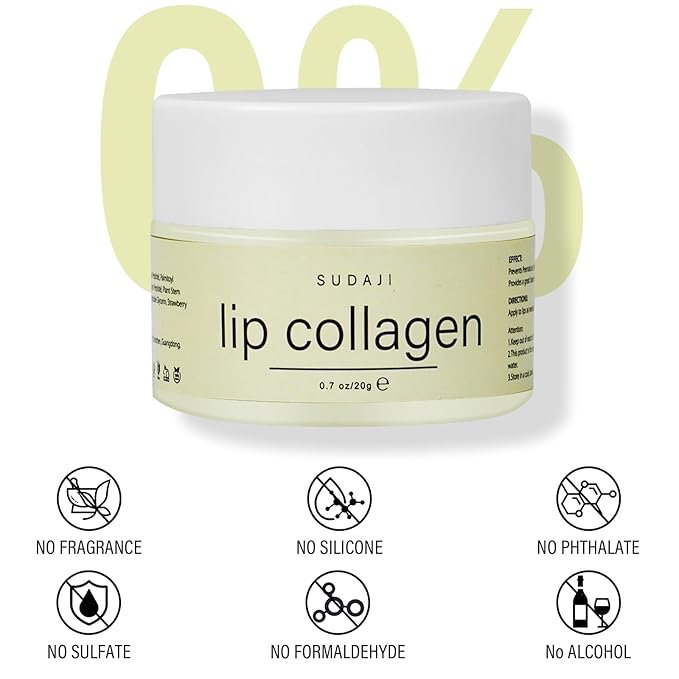 Lip Collagen + Peptide Complex, Collagen Lip Balm with Vitamins E, A -Lip Butter to Nourish & Hydrate Dry Cracked Lips, Moisturizing Lip Mask Overnight, Gentle exfoliating Lip Butter Balm