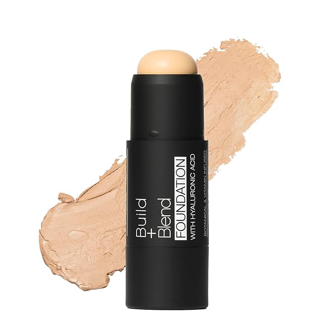 Palladio BUILD & BLEND Foundation Stick, Medium Coverage Buildable Contour Stick for Face, Ultra Blendable Creamy Formula for a Natural Shine Free Finish, 0.25 Ounce (Natural Ivory)