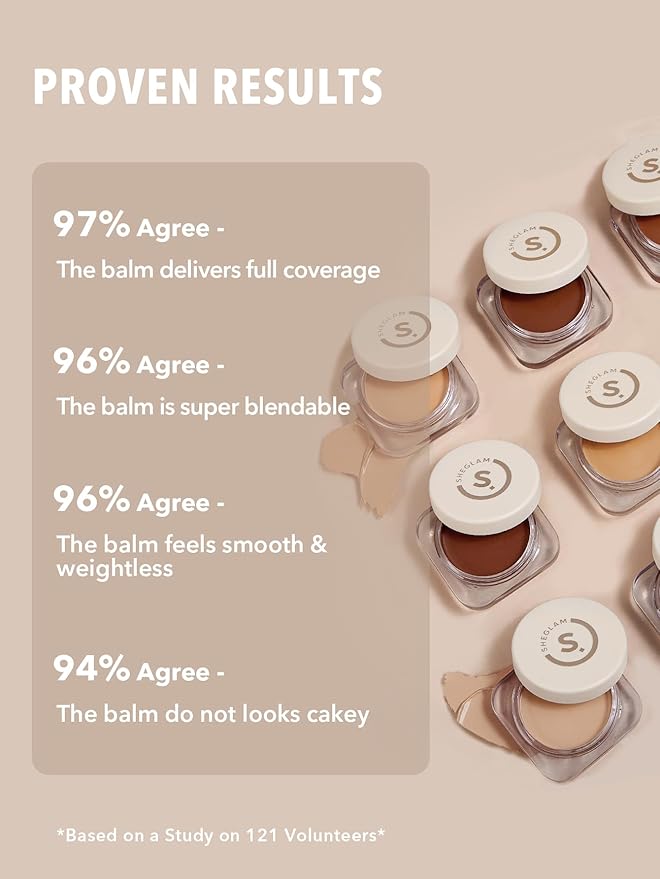 SHEGLAM Hydrating Cream Full Coverage Foundation Balm Long Lasting Concealer Face Foundation for Dry Skin - Fair