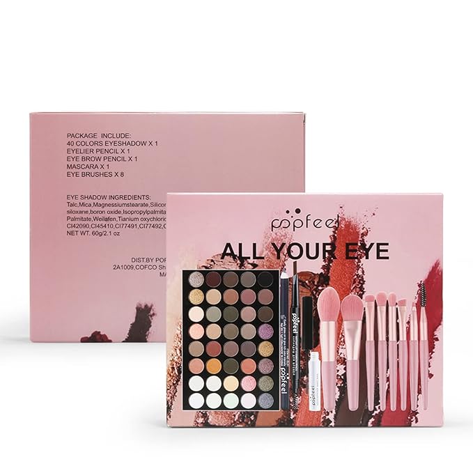 All-in-one Makeup Set Holiday Gift Surprise | Full Makeup Kit for Women Essential Starter Bundle Include Eyeshadow Palette Lipstick Blush Concealer Face Powder Eyeliner Mascara Soft Brush