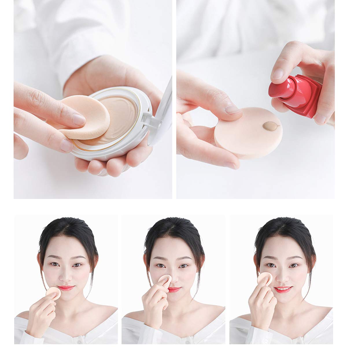 25 Pcs Women's Round Soft Makeup Beauty Eye Face Foundation Blender Facial Smooth Powder Puff Cosmetics Blush Applicators Sponges Use for Dry and Wet