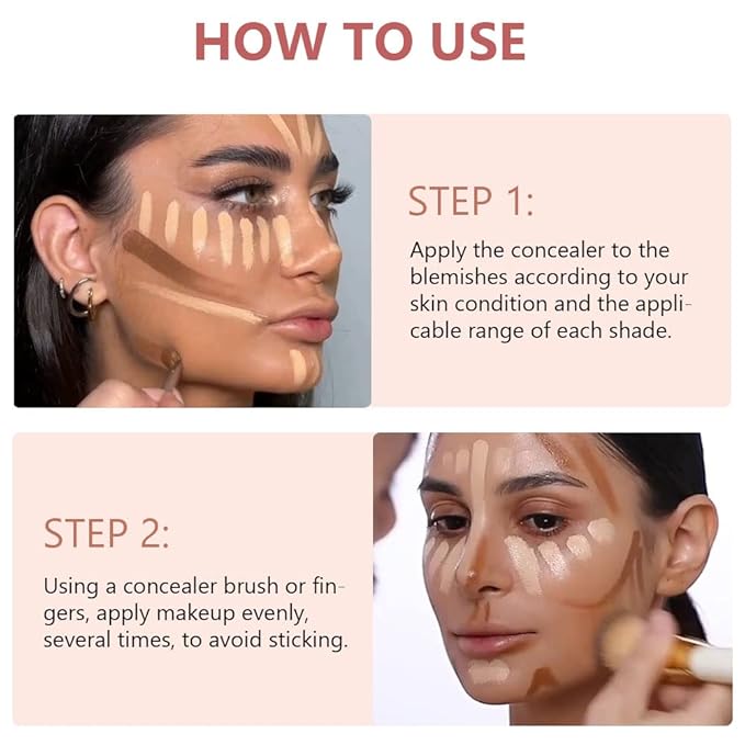 6 Color Correcting Concealer Palette With Concealer Brush, Tattoo Concealer, Cream Contouring Makeup Kit, Corrects Dark Circles Red Marks Scars Light Mediumor creamy concealer A3