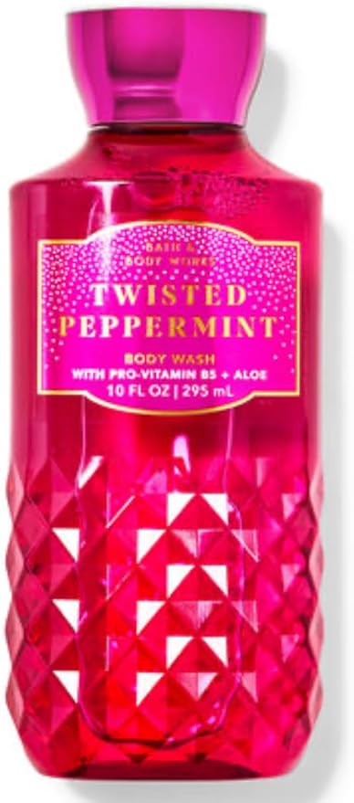 Bath & Body Works - 3 Piece Bundle - Spray - Body Cream - Shower Gel - Full Size and Gift Bag HELLO GORGEOUS (Twisted Peppermint)
