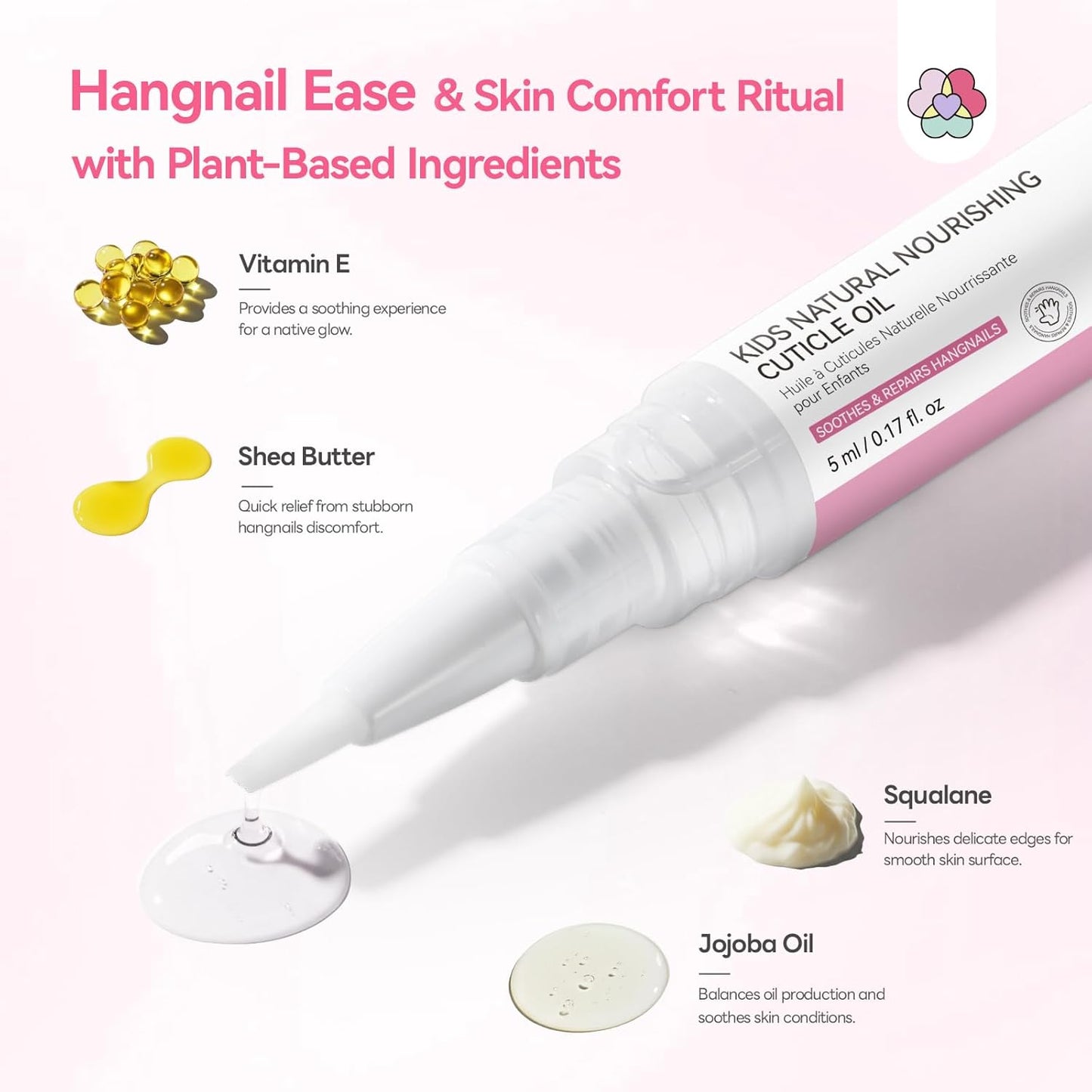 SAVILAND Cuticle Oil Pen for Kids: Plant-Based Nail Oil Pen 8-Hour Long-Lasting Nourishment 2-Hour Soften Tough Hangnails Child-friendly Cuticle Oil for Nails Gentle Nail Care for Kids 3-8 (Glamkids)