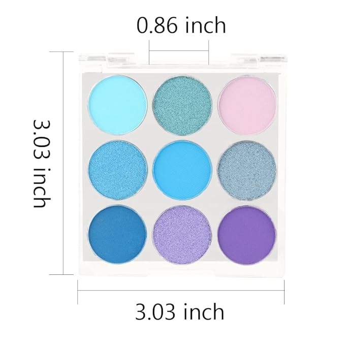 9 Colors Shimmer Matte Blue Eyeshadow Palette.Highly Pigmented Light Blue Eyeshadow Dark Blue Eye shadow Paleta.Blendability Shiny Matte Blue Makeup Powder Palet.paleta de sombras de ojos azul