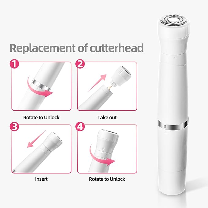 7-in-1 Electric Razor for Women - Painless Facial Hair Removal & Bikini Trimmer, Nose Eyebrow Pubic Hair Shaver with Replaceable Razors, Waterproof Women's Grooming Kit & Electric Shaver