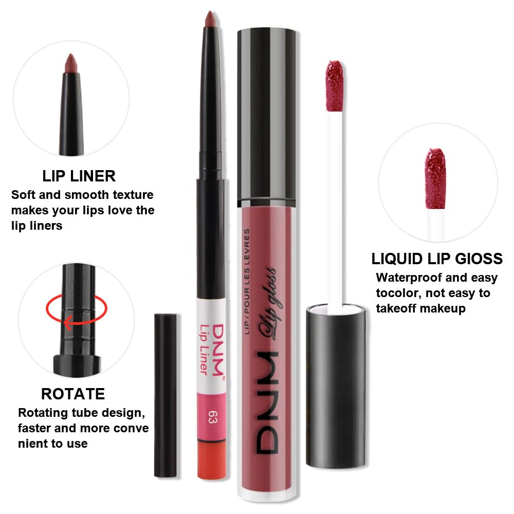 evpct 2Pcs Burgundy Red Matte Lip Liner Lipstick Combo Set for Women, Burgundy Lip Combo Set Liquid Lips Gloss Lipliner Stains Set Long Lasting Waterproof, Lips Makeup 24 Hours labiales originale